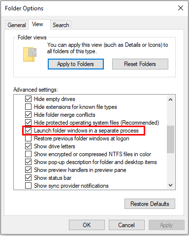 Folder options for Window Walker