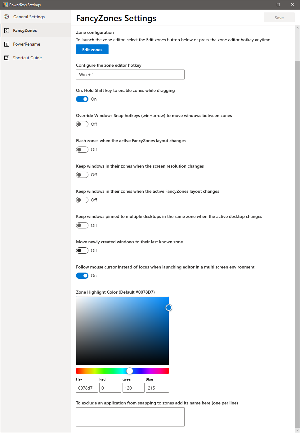 Fancy Zones Settings UI