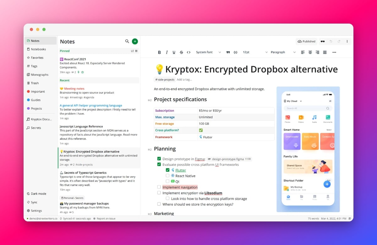 Notesnook web screenshot