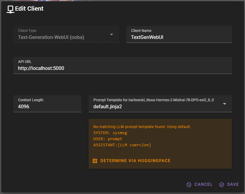 Client settings