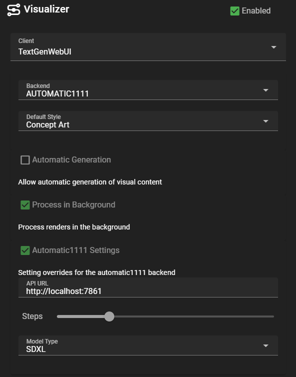 AUTOMATIC1111 Visualizer Config